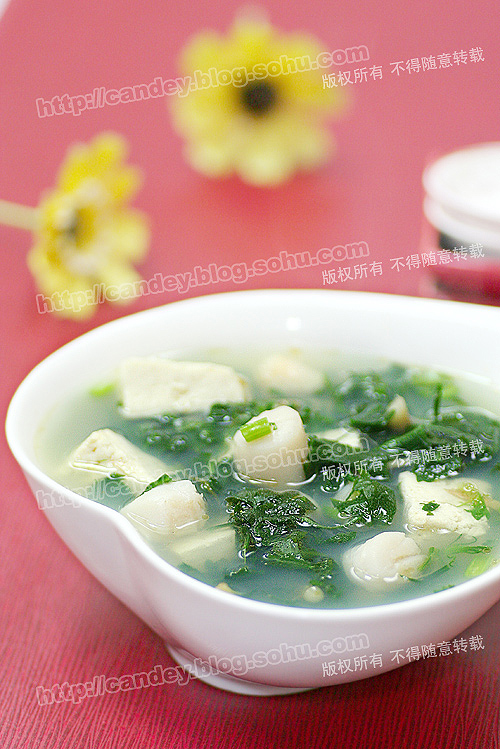 薺菜豆腐湯的做法(圖解)-