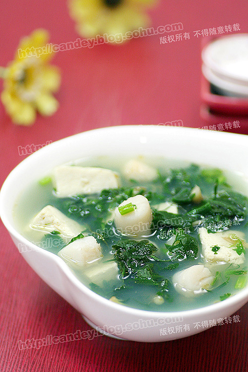 薺菜豆腐湯的做法(圖解)-