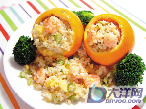 橙香蝦仁炒飯的做法-